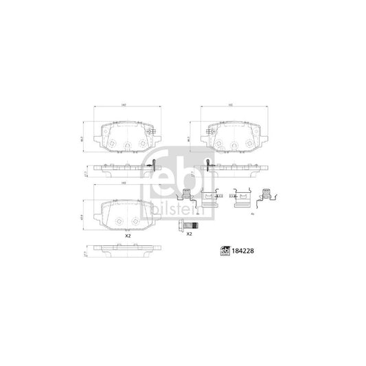 Febi Bilstein 184228 Brake Pad Set For Nissan Qashqai III (J12)