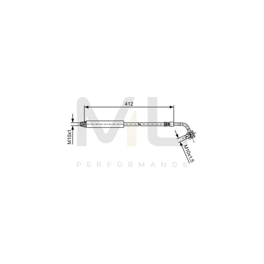 BOSCH 1 987 481 B24 Brake Hose 412mm, M10x1 | ML Performance Car Parts