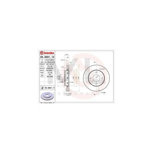 BREMBO 09.9991.10 Brake Disc Internally Vented | ML Performance Car Parts