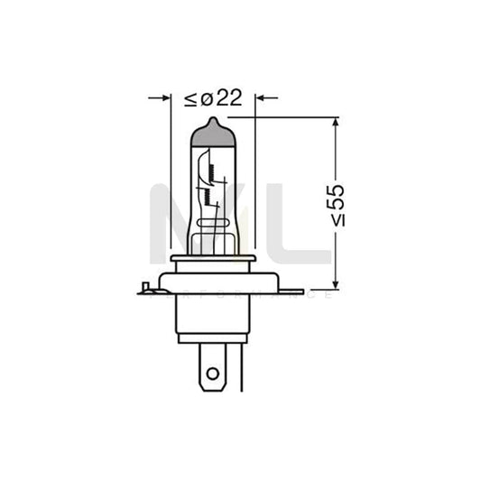 OSRAM 64193NB200 Bulb, spotlight H4 12V 60/55W P43t 4050K Halogen | ML Performance Car Parts