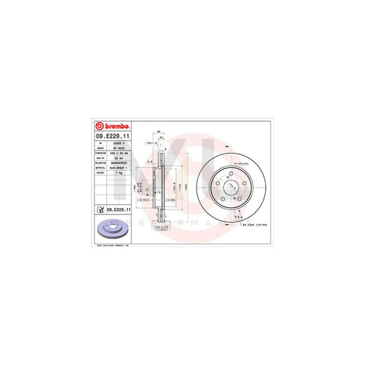 BREMBO 09.E229.11 Brake Disc Internally Vented, Coated | ML Performance Car Parts