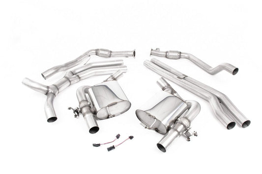 MillTek SSXAU988 Audi RS5 Non-Resonated (Race) Cat-Back Exhaust with Cerakote Black Oval Trims
