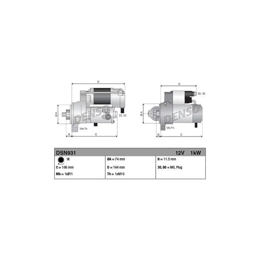 Denso DSN931 Dsn931 Starter Motor For Toyota Yaris I Hatchback (P1) | ML Performance UK