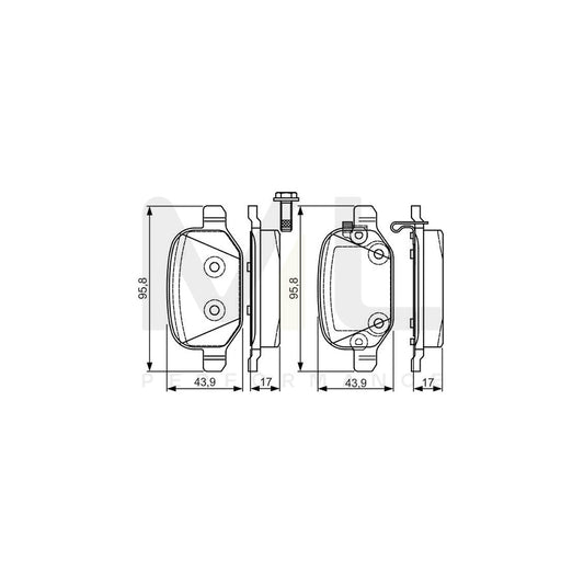 Bosch 0986Tb3216 Brake Pad Set For Fiat 500L (351, 352) With Acoustic Wear Warning, With Bolts  | ML Performance Car Parts