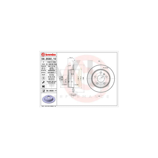 BREMBO 08.9580.10 Brake Disc Solid, High-carbon, with bolts/screws | ML Performance Car Parts