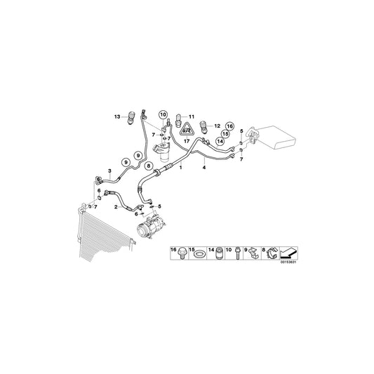 Genuine BMW 64536909236 E85 Condenser-Dryer Pressure Hose Assy (Inc. Z4 2.2i, Z4 3.0i & Z4 2.5i) | ML Performance UK