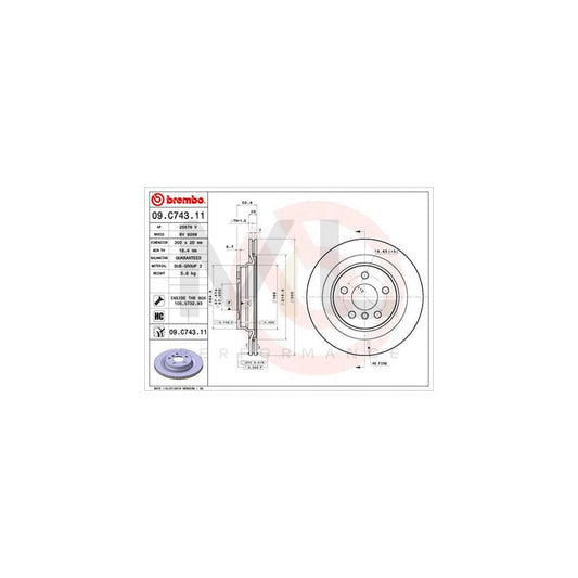 BREMBO 09.C743.11 Brake Disc Internally Vented, Coated, High-carbon, with bolts/screws | ML Performance Car Parts