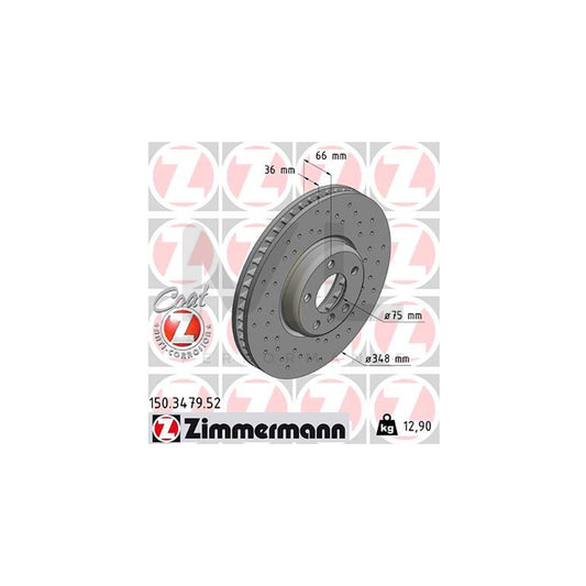ZIMMERMANN SPORT COAT Z 150.3479.52 Brake Disc Internally Vented, Perforated, Coated, High-carbon | ML Performance Car Parts