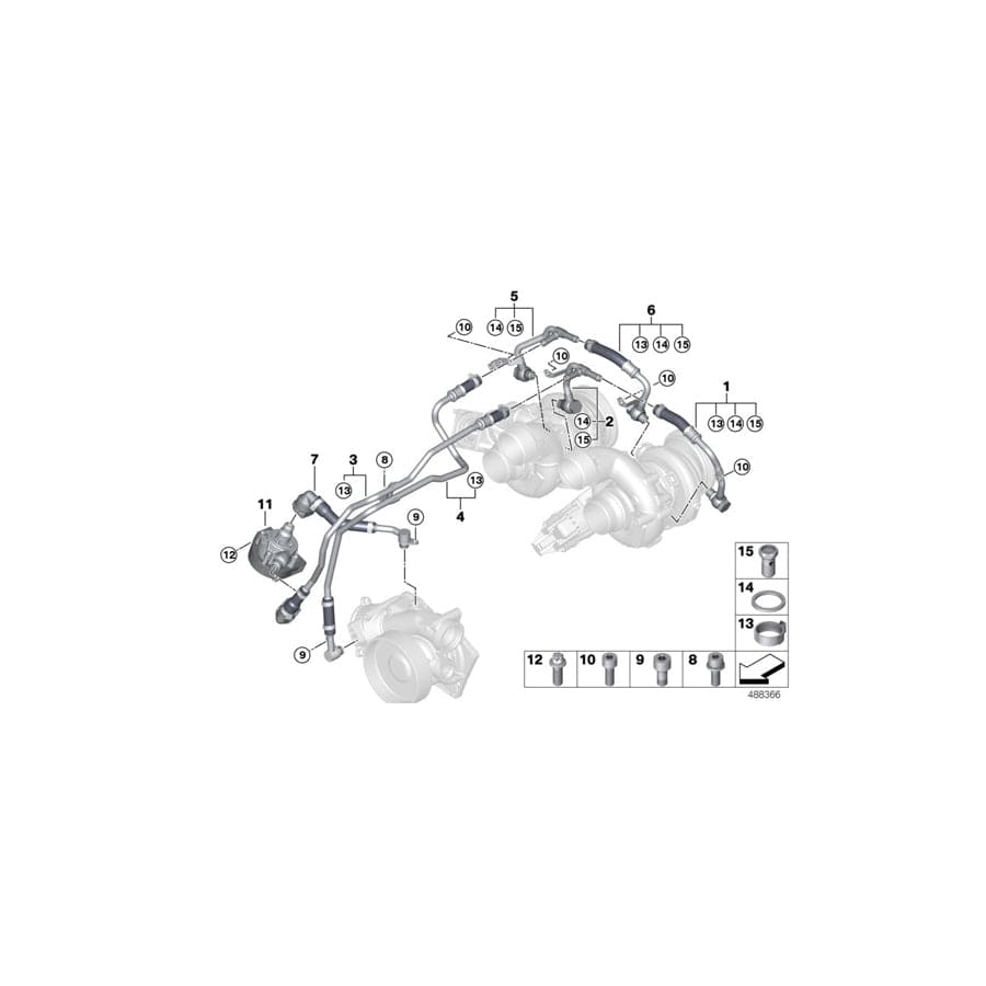 Genuine BMW 11538092599 F92 F93 F90 Coolant Line, Turbocharger Supply Line CYL. 5-8 (Inc. M5 & M8) | ML Performance UK Car Parts