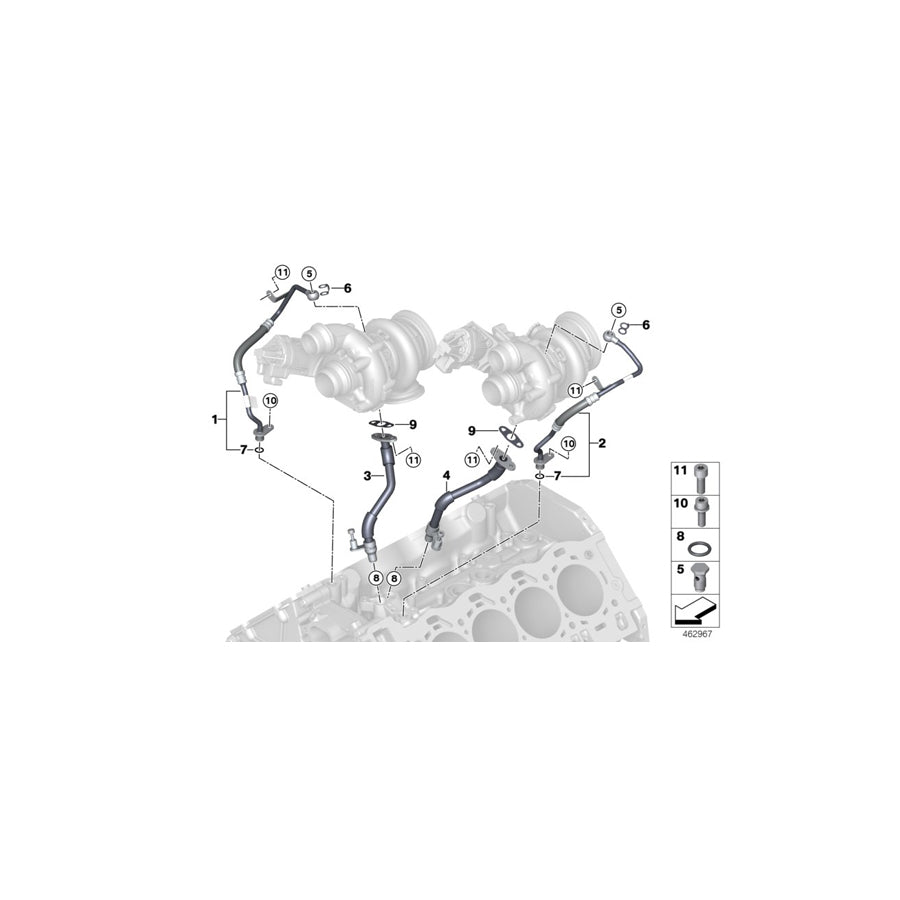 Genuine BMW 11428487485 G30 G07 G16 Oil Supply Line For Turbocharger CYL. 5-8 (Inc. AlpinaB7, M550iX & M850iX) | ML Performance UK Car Parts