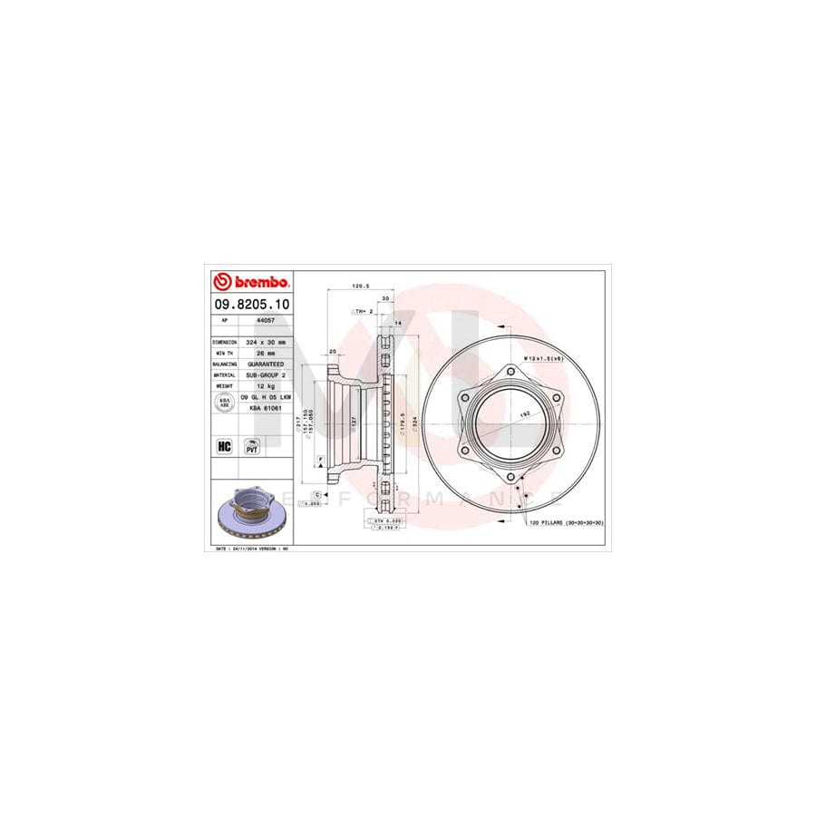 BREMBO 09.8205.10 Brake Disc suitable for MERCEDES-BENZ VARIO Internally Vented, High-carbon | ML Performance Car Parts