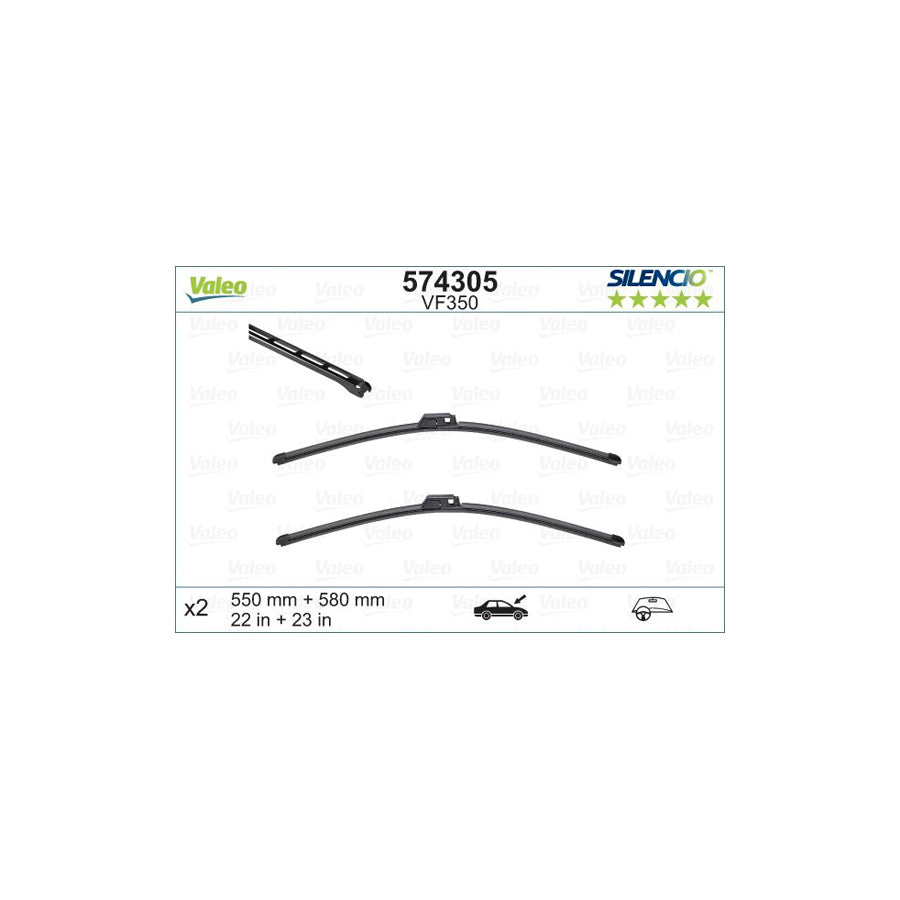 Valeo Silencio Flat Blade Set, Silencio X.Trm 574305 Wiper Blade For Audi A4 | ML Performance UK Car Parts