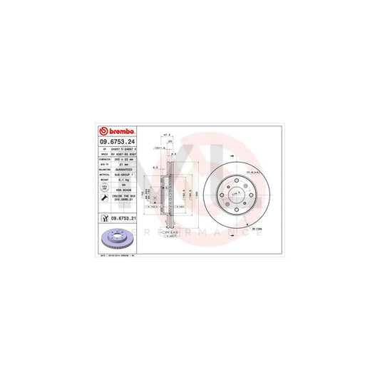 BREMBO 09.6753.24 Brake Disc for HONDA Accord VI Saloon (CK, CG, CH, CF8) Internally Vented, with bolts/screws | ML Performance Car Parts