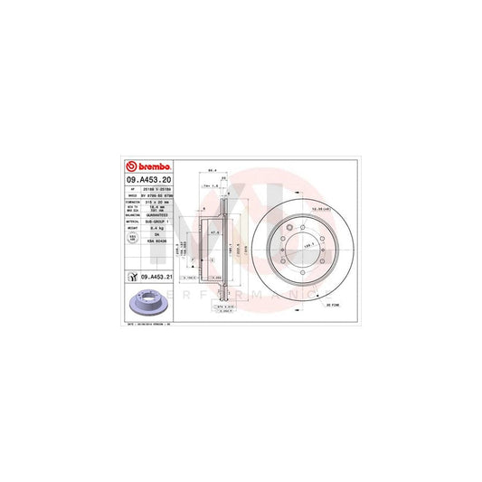BREMBO 09.A453.20 Brake Disc for HYUNDAI TERRACAN Internally Vented | ML Performance Car Parts