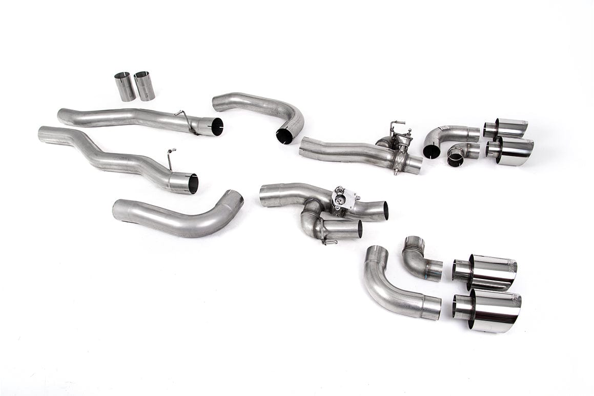 MillTek SSXBM1185 BMW F91 F92 M8 OPF/GPF Back System with valved Rear Silencer Bypass & GT-115 Polished Trims