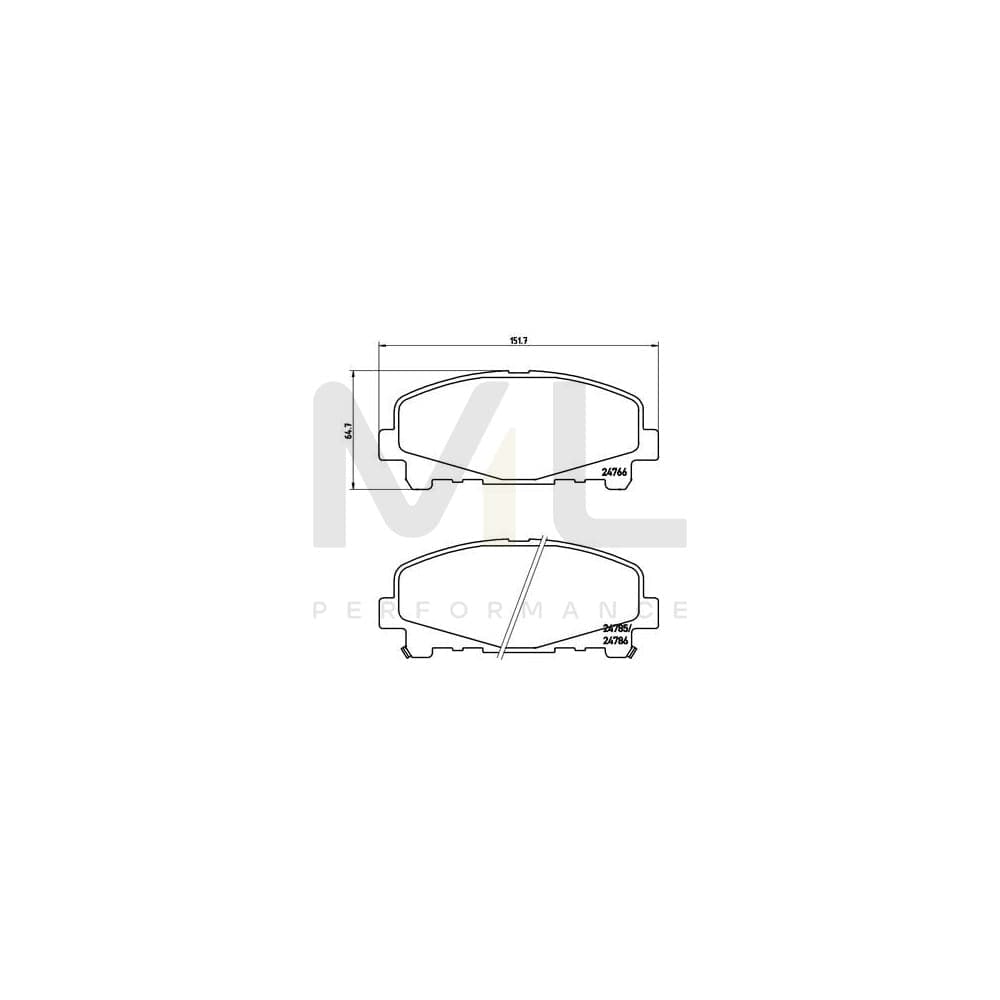 Brembo P 28 043 Brake Pad Set For Honda Accord With Acoustic Wear Warning | ML Performance Car Parts