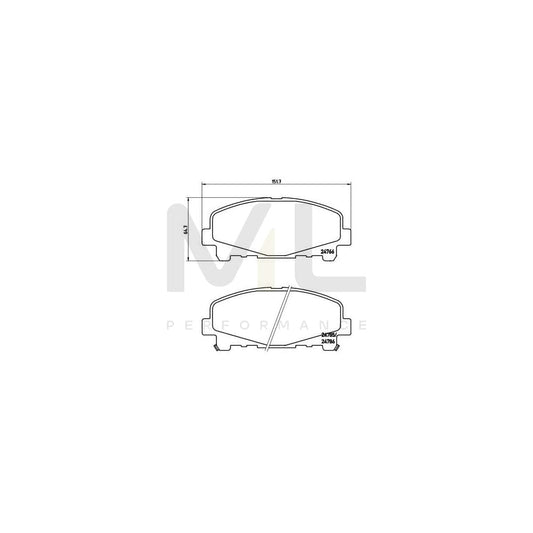 Brembo P 28 043 Brake Pad Set For Honda Accord With Acoustic Wear Warning | ML Performance Car Parts