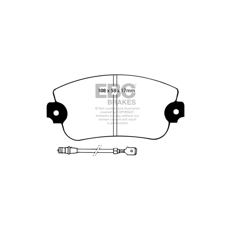 EBC PD01KF778 Lancia Seat Greenstuff Front Brake Pad & Plain Disc Kit  - Bendix Caliper 2 | ML Performance UK Car Parts