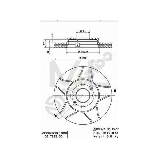 BREMBO MAX LINE 09.7292.77 Brake Disc Internally Vented, Slotted, Coated, with bolts/screws | ML Performance Car Parts
