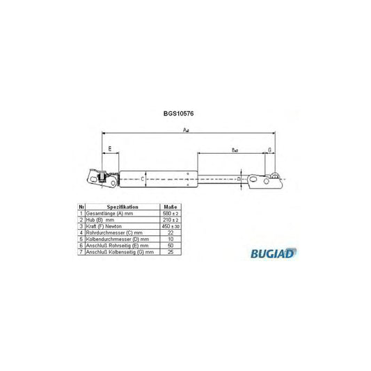 Bugiad BGS10576 Tailgate Strut For Toyota Camry Ii Estate (_V2_)