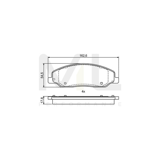 Bosch 0986495406 Brake Pad Set For Ford Usa Mustang With Anti-Squeak Plate, With Mounting Manual BP1779 | ML Performance Car Parts