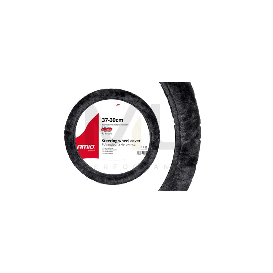 AMiO SWC-02 01357 Steering wheel cover Grey, Ø: 37-39cm, Leatherette, Polyester | ML Performance Car Parts