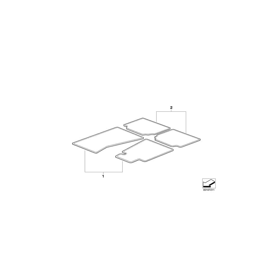 Genuine BMW 82550309447 E63 E64 Rubber Floor Mats E-63 BLACK (Inc. 645Ci, 630i & M6) | ML Performance UK Car Parts