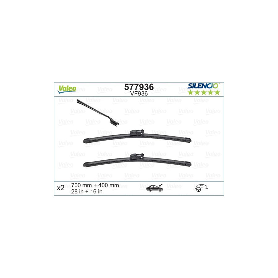 Valeo Silencio Flat Blade Set 577936 Wiper Blade For Toyota Prius | ML Performance UK Car Parts