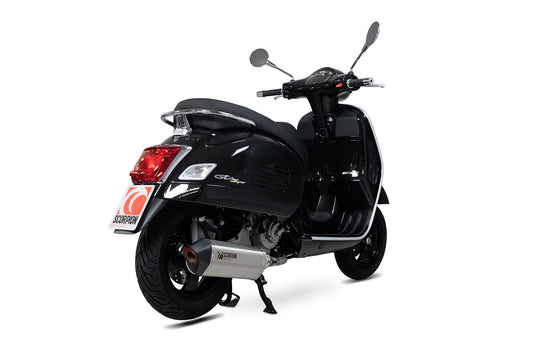 Scorpion RVE217SEO Vespa Serket Parallel Slip-On - Brushed Stainless Steel Sleeve (GTS 125 / 300 HPE) | ML Performance UK UK