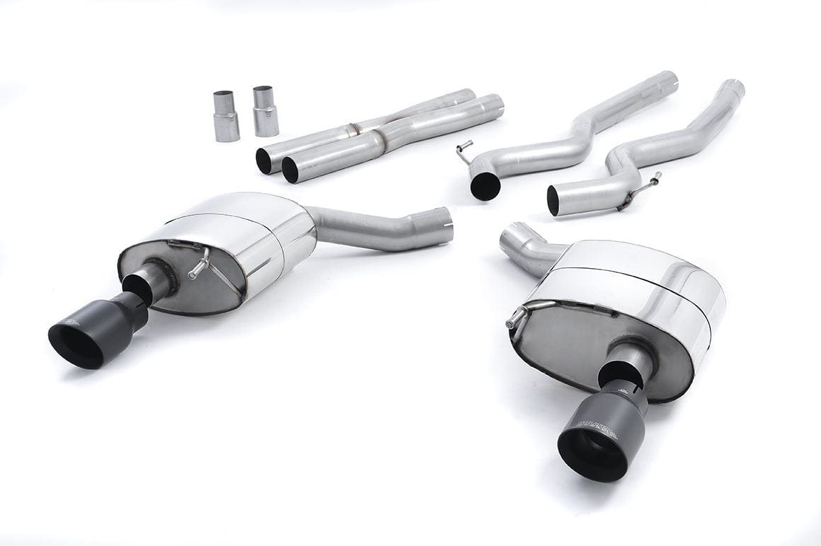 MillTek SSXFD161 Ford Mustang Dual Outlet Non-Res Cat-Back Exhaust with Black GT-100 Tips