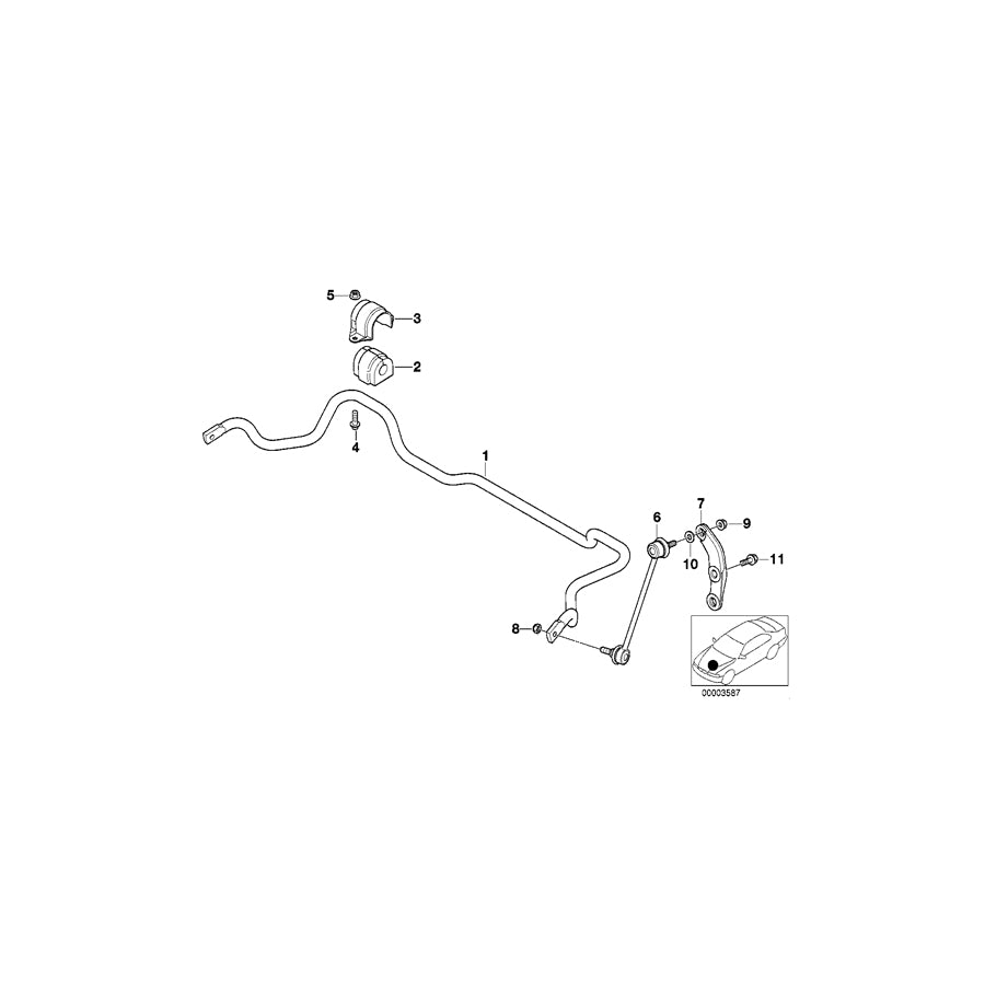 Genuine BMW 31351093107 E39 Stabilizer, Front D=22,5MM (Inc. 530i, 520d & 523i) | ML Performance UK