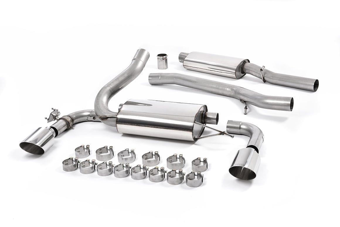MillTek SSXFD190 Ford Focus Resonated Cat-Back Exhaust with Polished GT-115 Trims - EC Approved