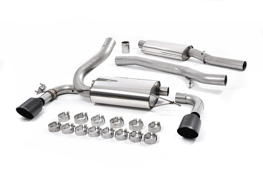 MillTek SSXFD189 Ford Focus Resonated Cat-Back Exhaust with Cerakote Black GT-115 Trims - EC Approved