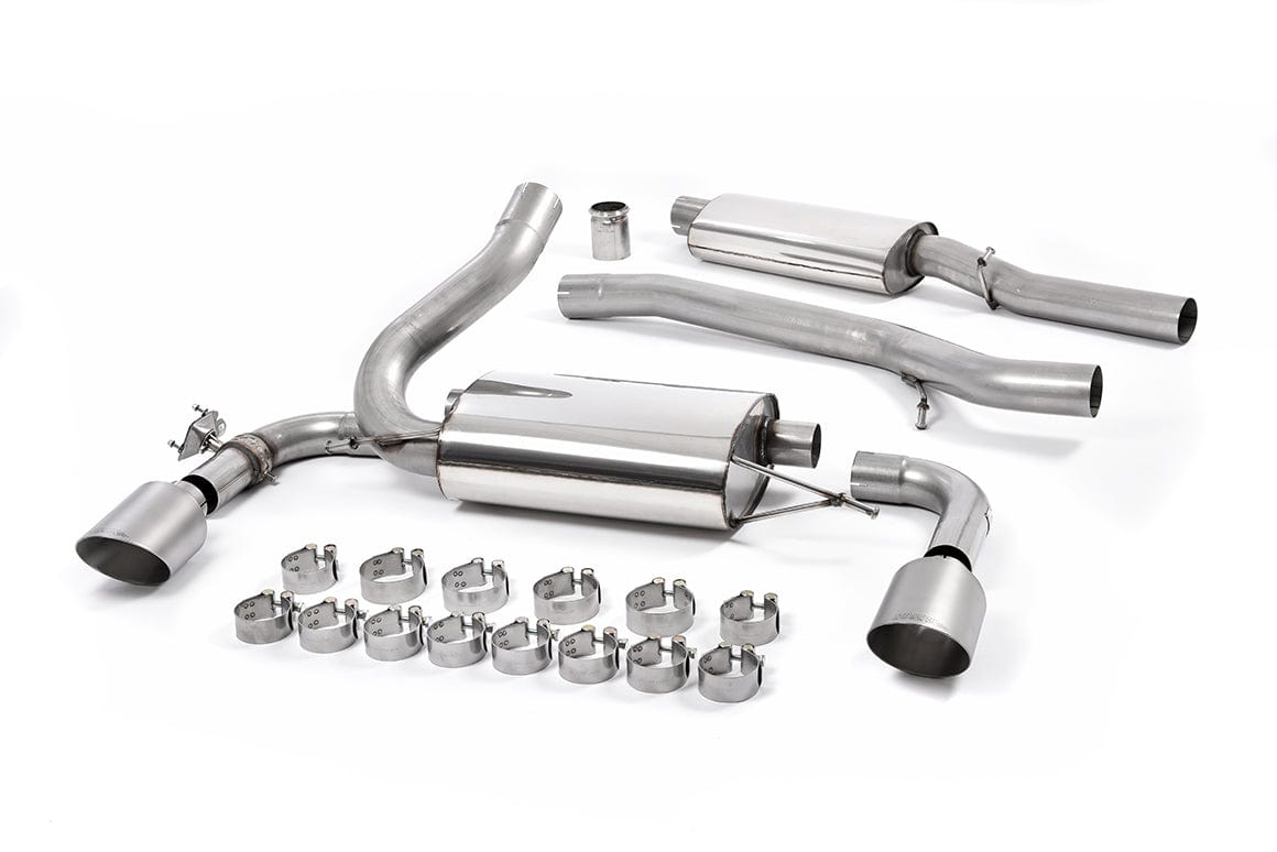 MillTek SSXFD188 Ford Focus Resonated Cat-Back Exhaust with Titanium GT-115 Trims - EC Approved