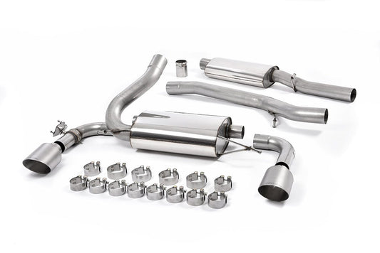 MillTek SSXFD188 Ford Focus Resonated Cat-Back Exhaust with Titanium GT-115 Trims - EC Approved