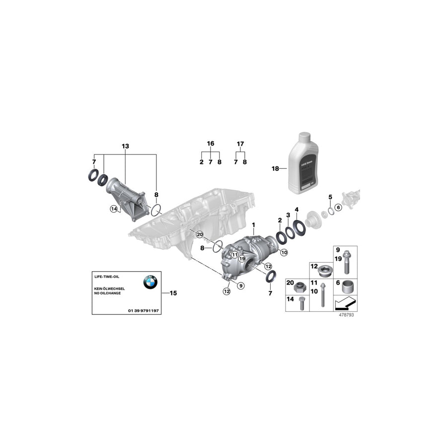 Genuine BMW 31507602071 E70 E72 At-Front Differential I=3,64 (Inc. X5 35dX & Hybrid X6) | ML Performance UK