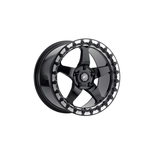 Forgestar F00170071P30 17x10 D5 Beadlock Standard 5x115 ET30 BS6.6 Gloss Black Machined Drag Racing Wheel