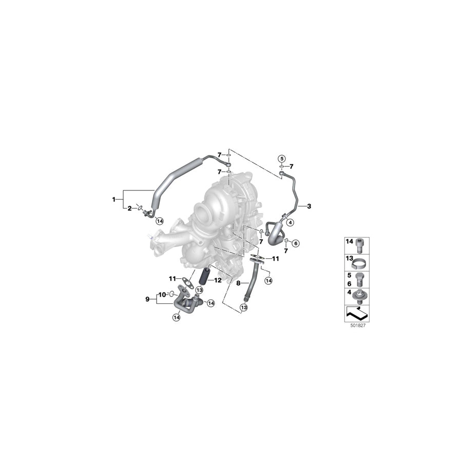 Genuine BMW 11428580009 F48 F39 Oil Line, Supply, Low Compression (Inc. X1 25dX & X2 25dX) | ML Performance UK Car Parts