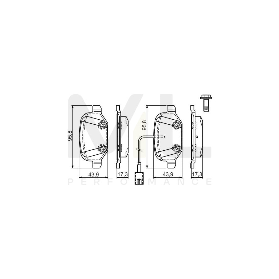 Bosch 0986Tb3162 Brake Pad Set Incl. Wear Warning Contact, With Integrated Wear Sensor, With Bolts  | ML Performance Car Parts