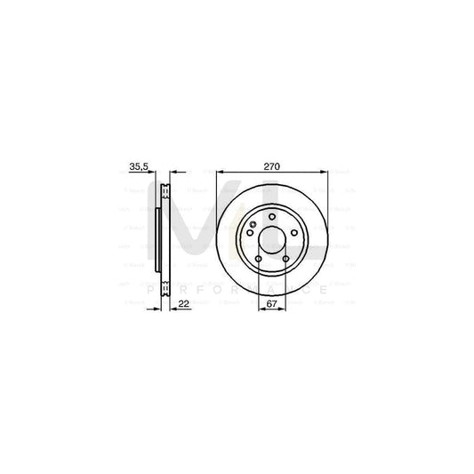 BOSCH 0 986 479 B67 Brake Disc suitable for MERCEDES-BENZ Vaneo (W414) Vented, Coated, Alloyed / High-carbon | ML Performance Car Parts