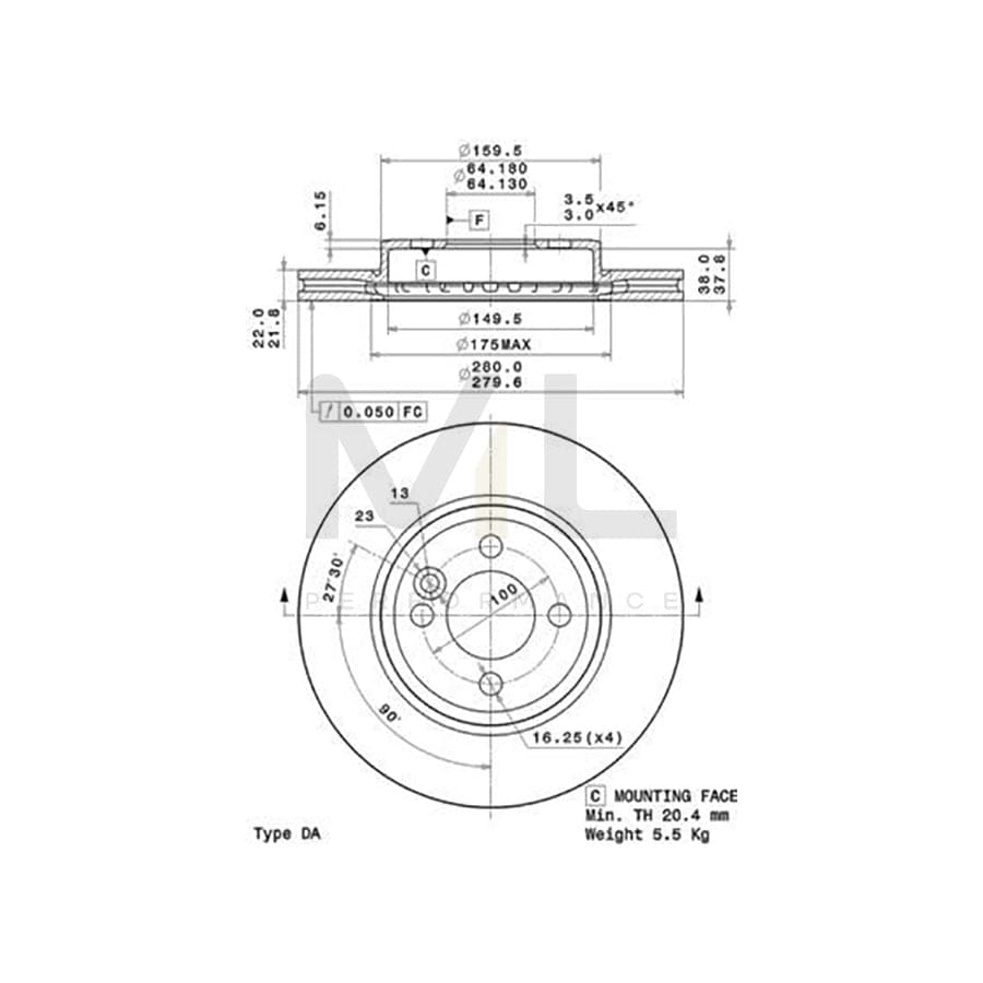 BREMBO 09.A761.10 Brake Disc Internally Vented, High-carbon | ML Performance Car Parts