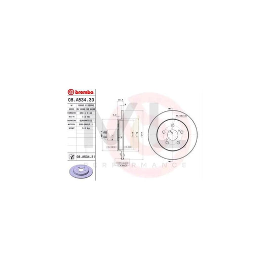 BREMBO COATED DISC LINE 08.A534.31 Brake Disc Solid, Coated | ML Performance Car Parts
