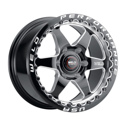 Weld S90970089P42 Ventura 6 Beadlock S909 Wheel 17x10 6x135 ET42 BS7.25 Gloss Black MIL - DIA