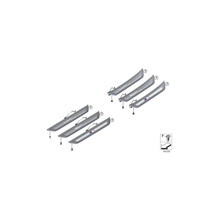 Genuine BMW 51477407030 G32 Cover, Door Sill, Lighted, Rear Right SPORT LINE (Inc. 630i, 640iX & 640dX) | ML Performance UK Car Parts