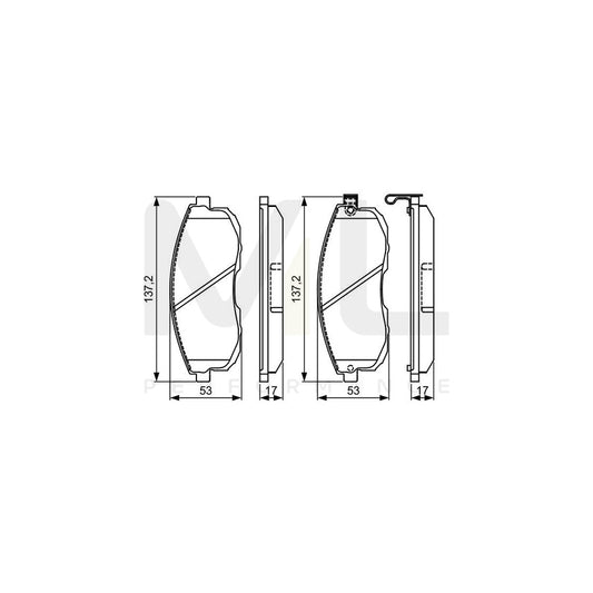 Bosch 0986495328 Brake Pad Set With Acoustic Wear Warning, With Mounting Manual BP1617 | ML Performance Car Parts
