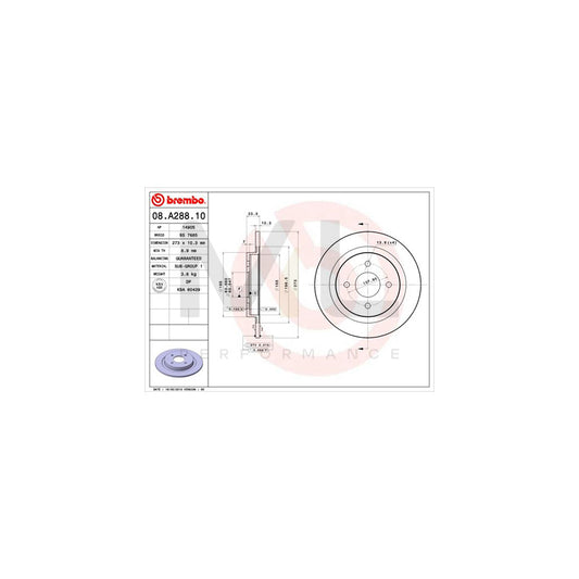 BREMBO 08.A288.10 Brake Disc for FORD Sierra Mk2 Hatchback (GBC, GBG) Solid | ML Performance Car Parts