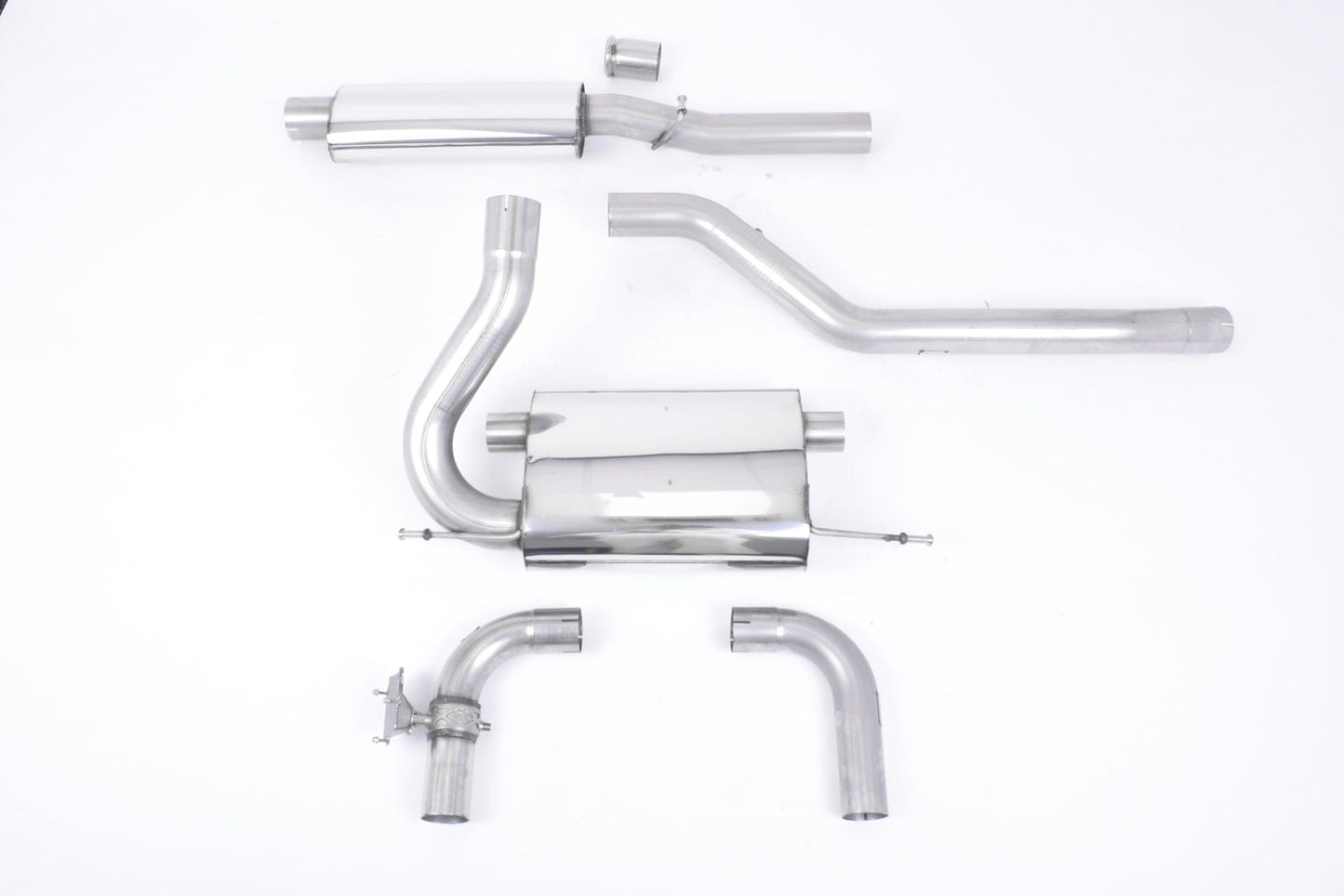 MillTek SSXFD255 Ford Focus Resonated Cat-Back Exhaust with Carbon Jet-115 Trims - EC Approved
