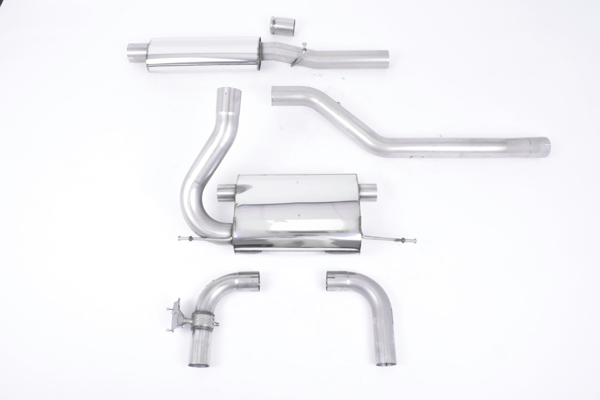 MillTek SSXFD255 Ford Focus Resonated Cat-Back Exhaust with Carbon Jet-115 Trims - EC Approved