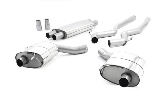 MillTek SSXFD221 Ford Mustang Dual Outlet Resonated Cat-Back Exhaust with Burnt Titanium GT-100 Tips - EC Approved