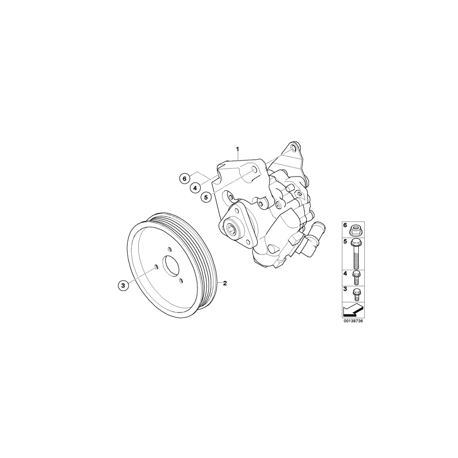 Genuine BMW 32416779363 E60 E61 Power Steering Pump ZF FP6 (Inc. 540i & 550i) | ML Performance UK